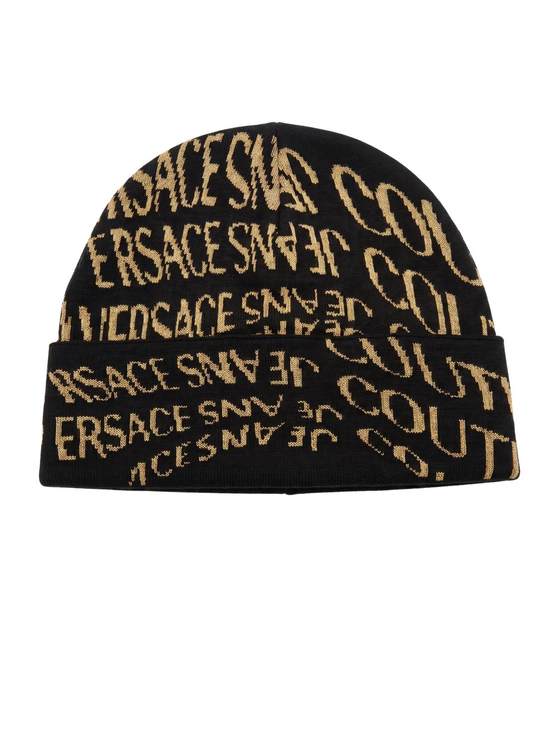 Versace Jeans Couture Men's Black and Gold Logo Knit Beanie