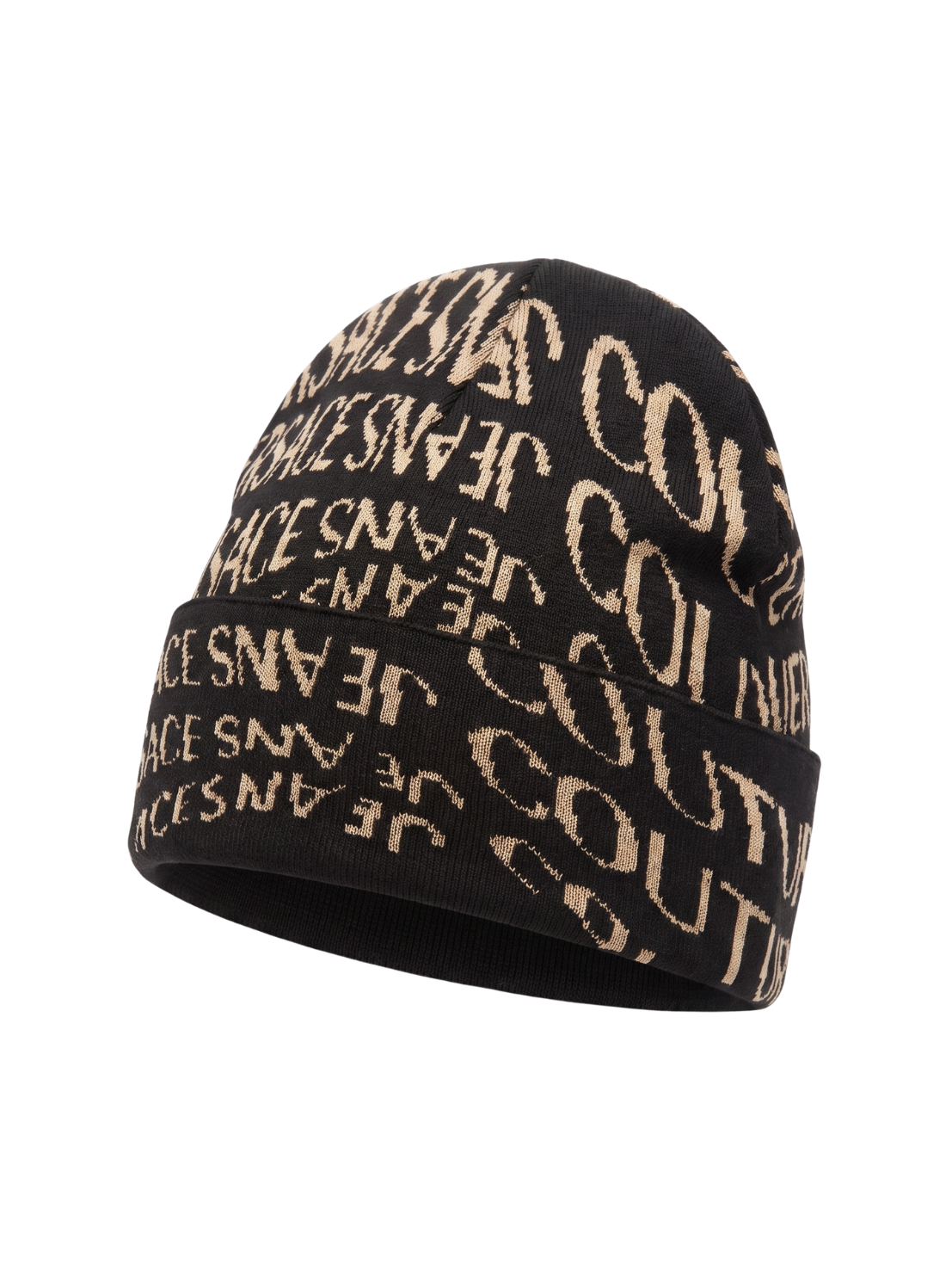 Versace Jeans Couture Men's Black and Gold Logo Knit Beanie