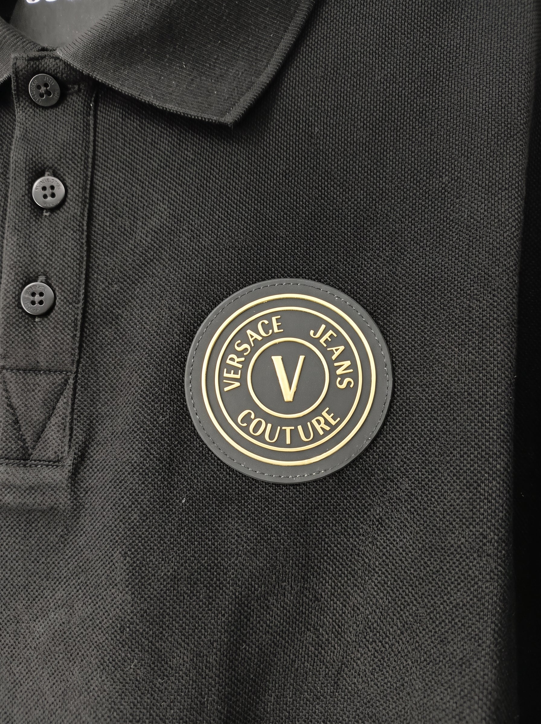 Versace Jeans Couture Versace Jeans Couture Black Polo Shirt – Classic Medallion Chest Logo-
