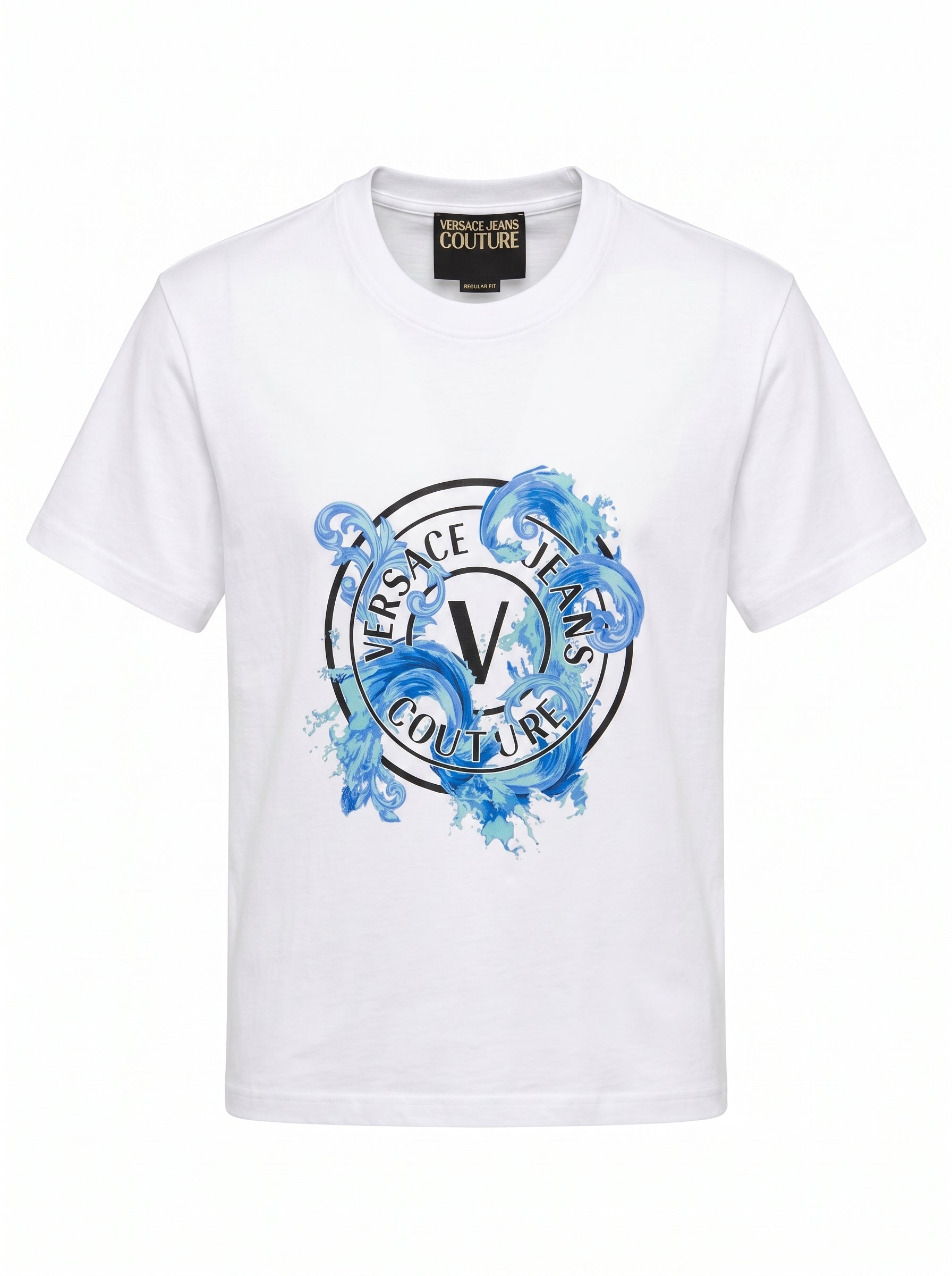 Versace Jeans Couture Versace Jeans Couture White T-Shirt – Baroque  Medallion  Logo-