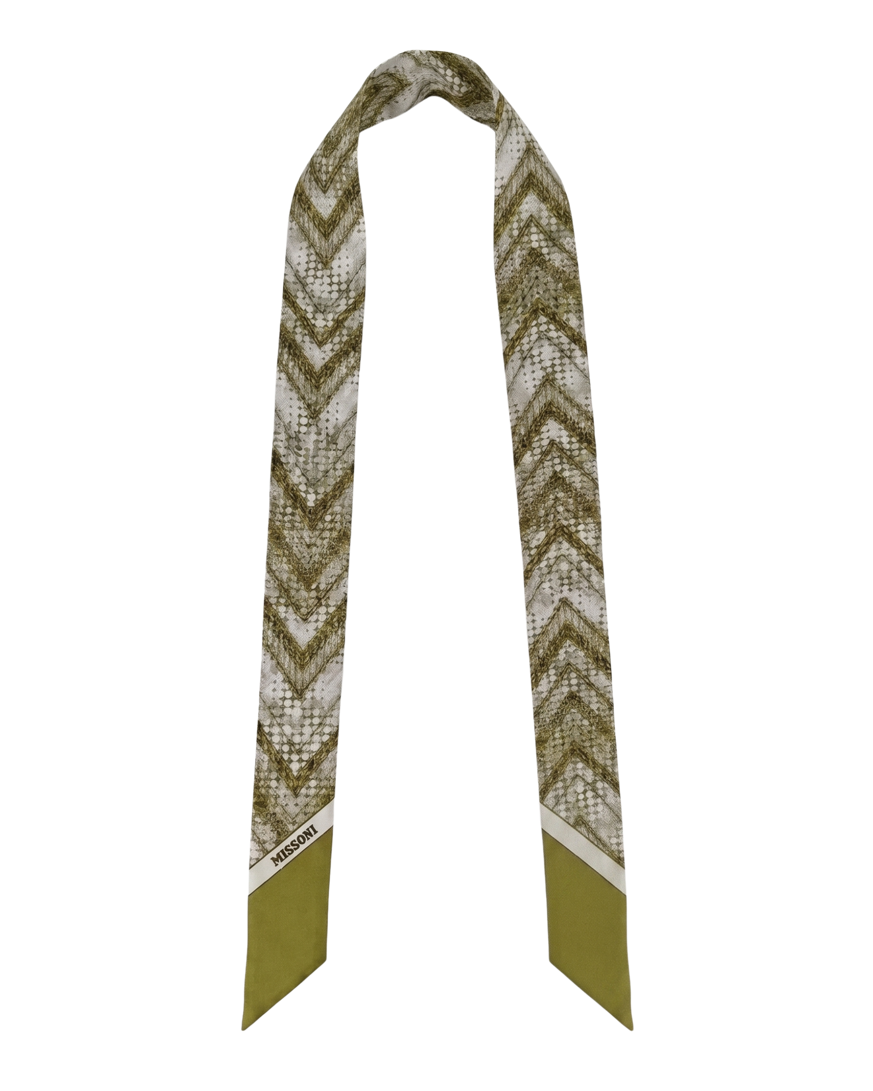 Missoni Shimmer Green Silk Chevron Ribbon Scarf