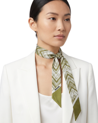 Missoni Shimmer Green Silk Chevron Ribbon Scarf