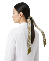 Missoni Shimmer Green Silk Chevron Ribbon Scarf