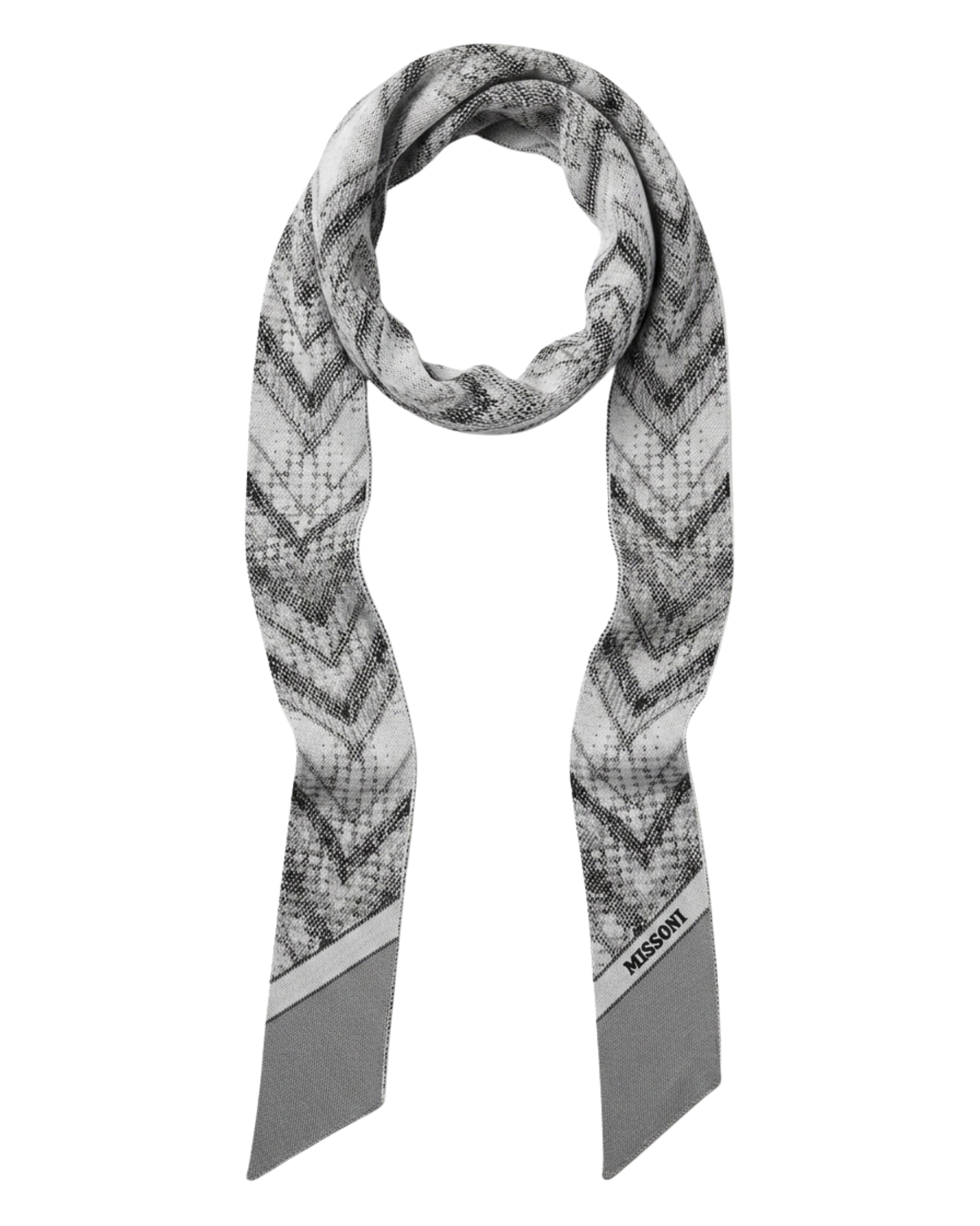 Missoni Shimmer Green Silk Chevron Ribbon Scarf