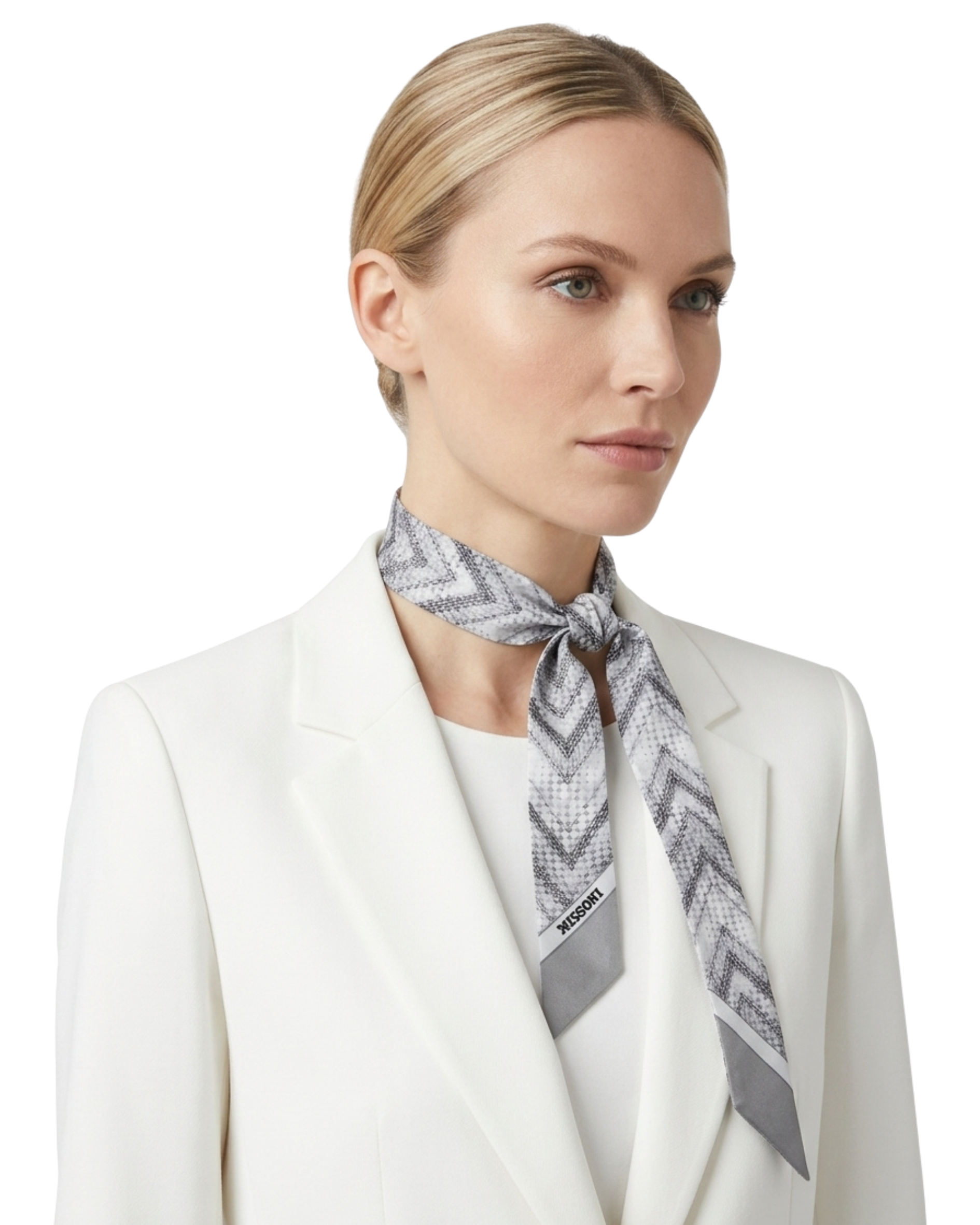 Missoni Shimmer Green Silk Chevron Ribbon Scarf