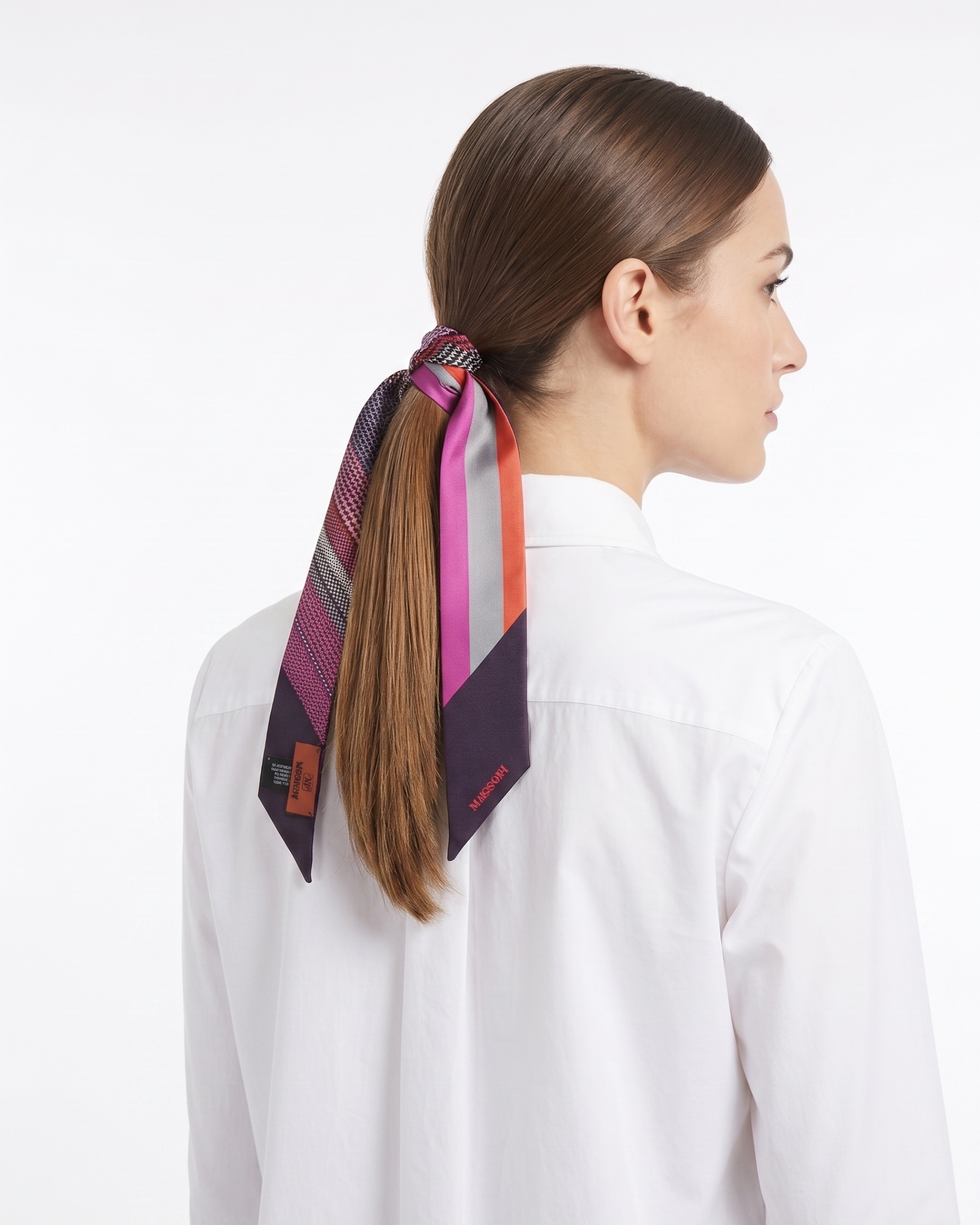 Missoni Multicolor Silk Reversible Chevron Ribbon Scarf