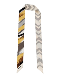 Missoni Yellow Grey Silk Reversible Chevron Ribbon Scarf