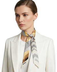 Missoni Yellow Grey Silk Reversible Chevron Ribbon Scarf