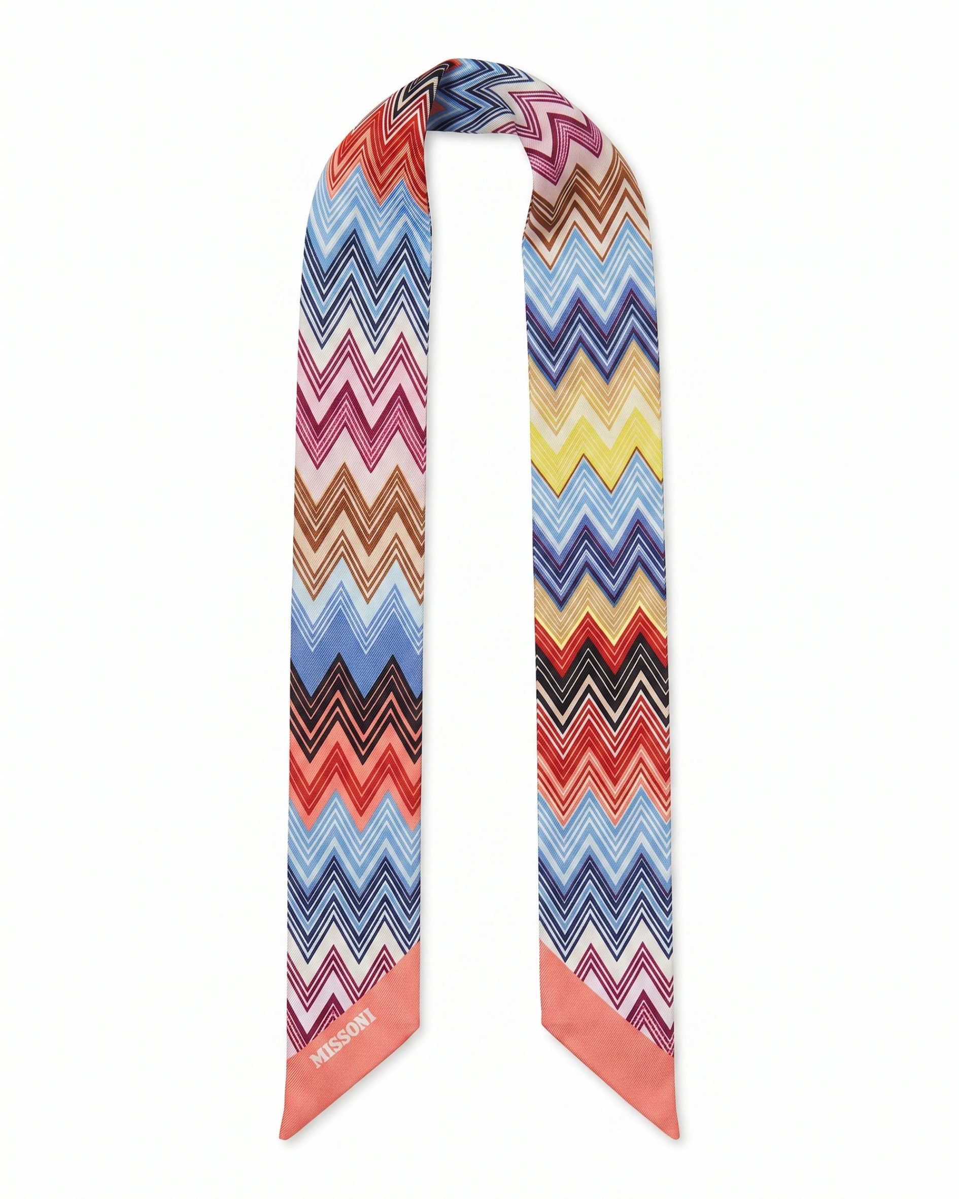 Missoni Pale Blue Silk Classic Print Ribbon Scarf