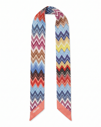 Missoni Pale Blue Silk Classic Print Ribbon Scarf