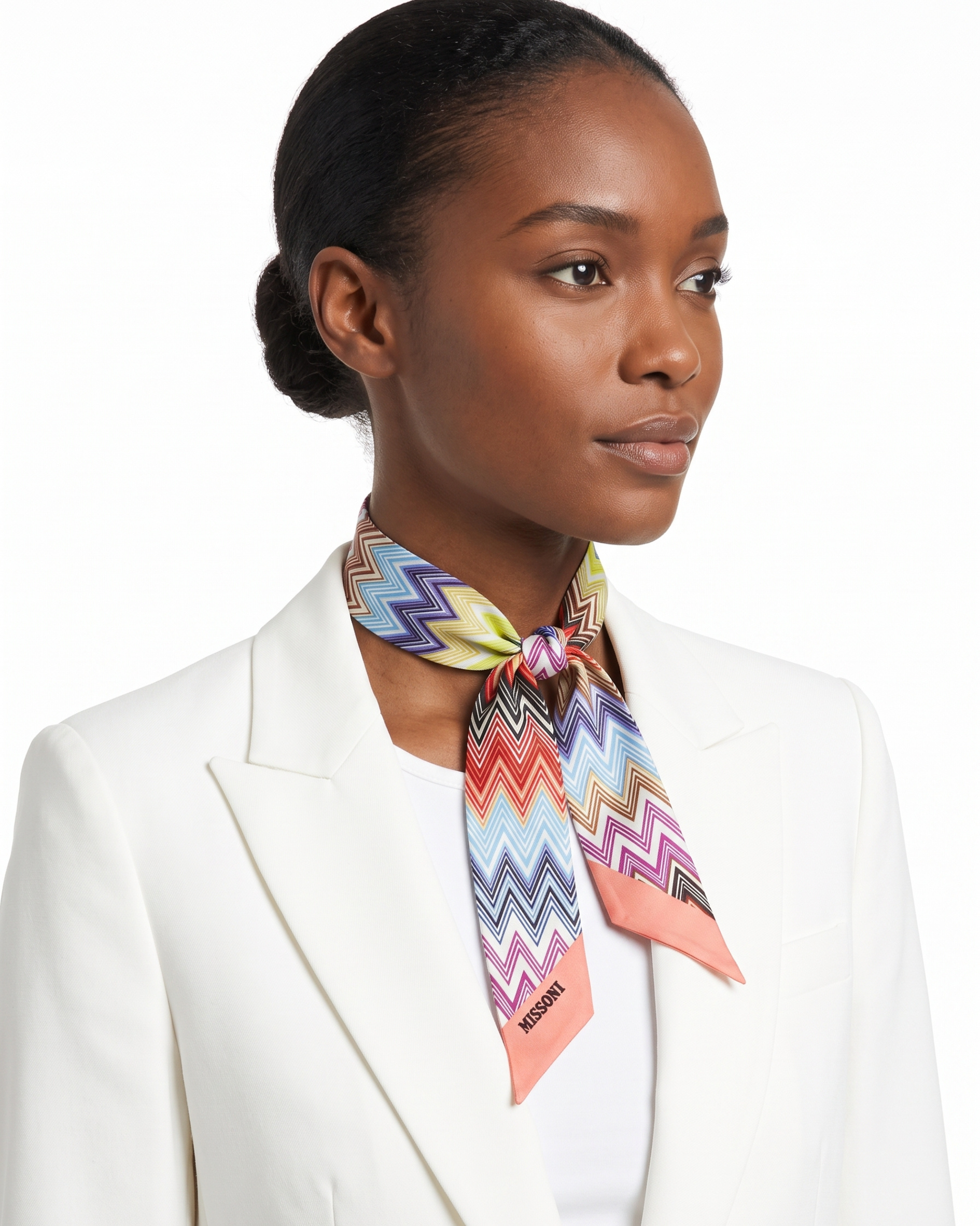 Missoni Multicolor Silk Zigzag Ribbon Scarf