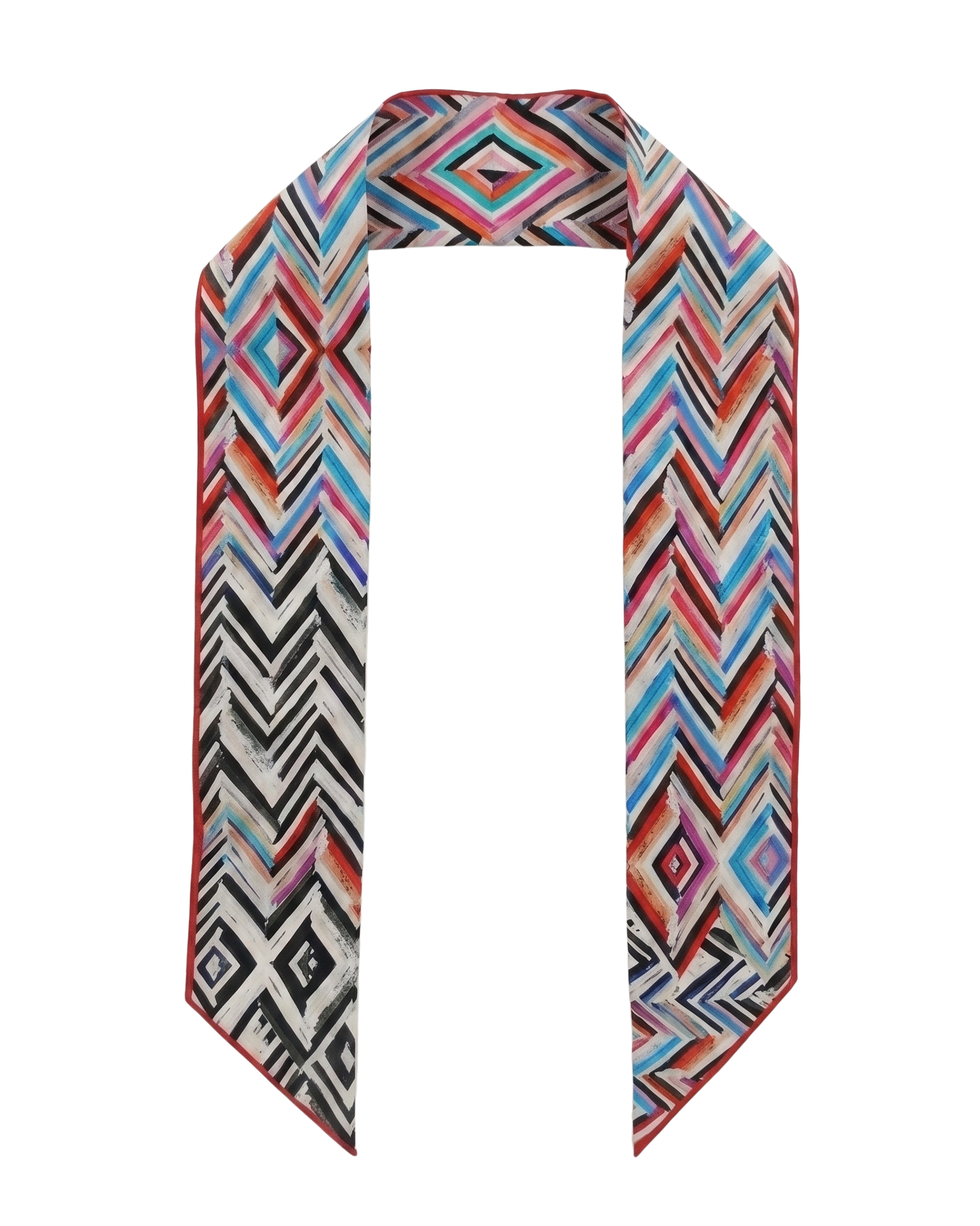 Missoni Multicolor Silk Classic Chevron Ribbon Scarf