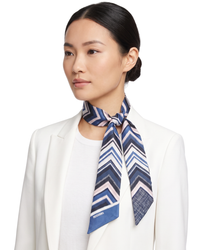 Missoni Navy Pink Classic Chevron Silk Ribbon Scarf