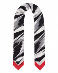 Missoni Black Red Brushstroke Print Silk Ribbon Scarf