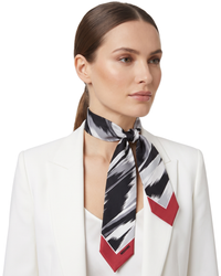 Missoni Black Red Brushstroke Print Silk Ribbon Scarf