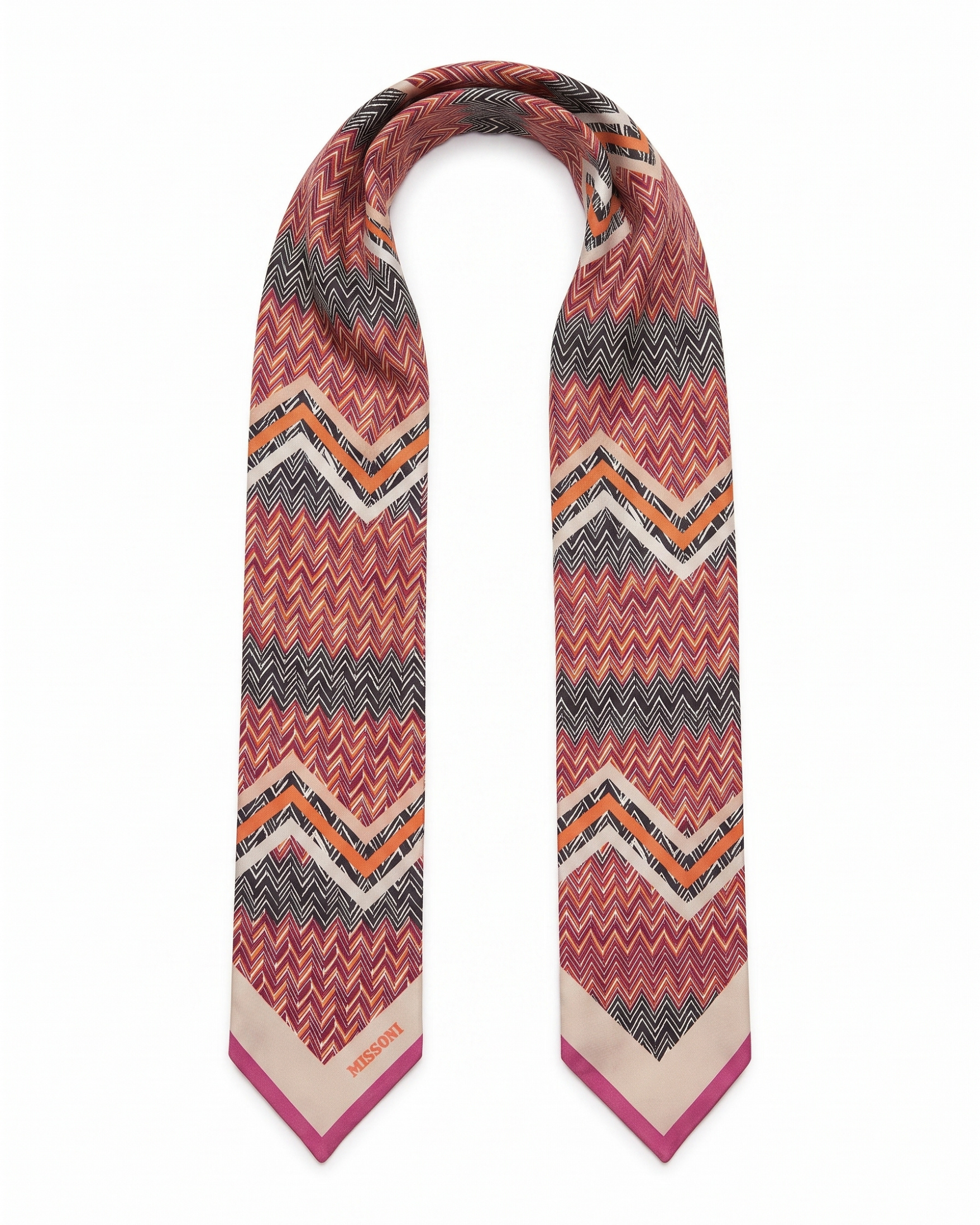 Missoni Pink Silk Classic Ribbon Scarf