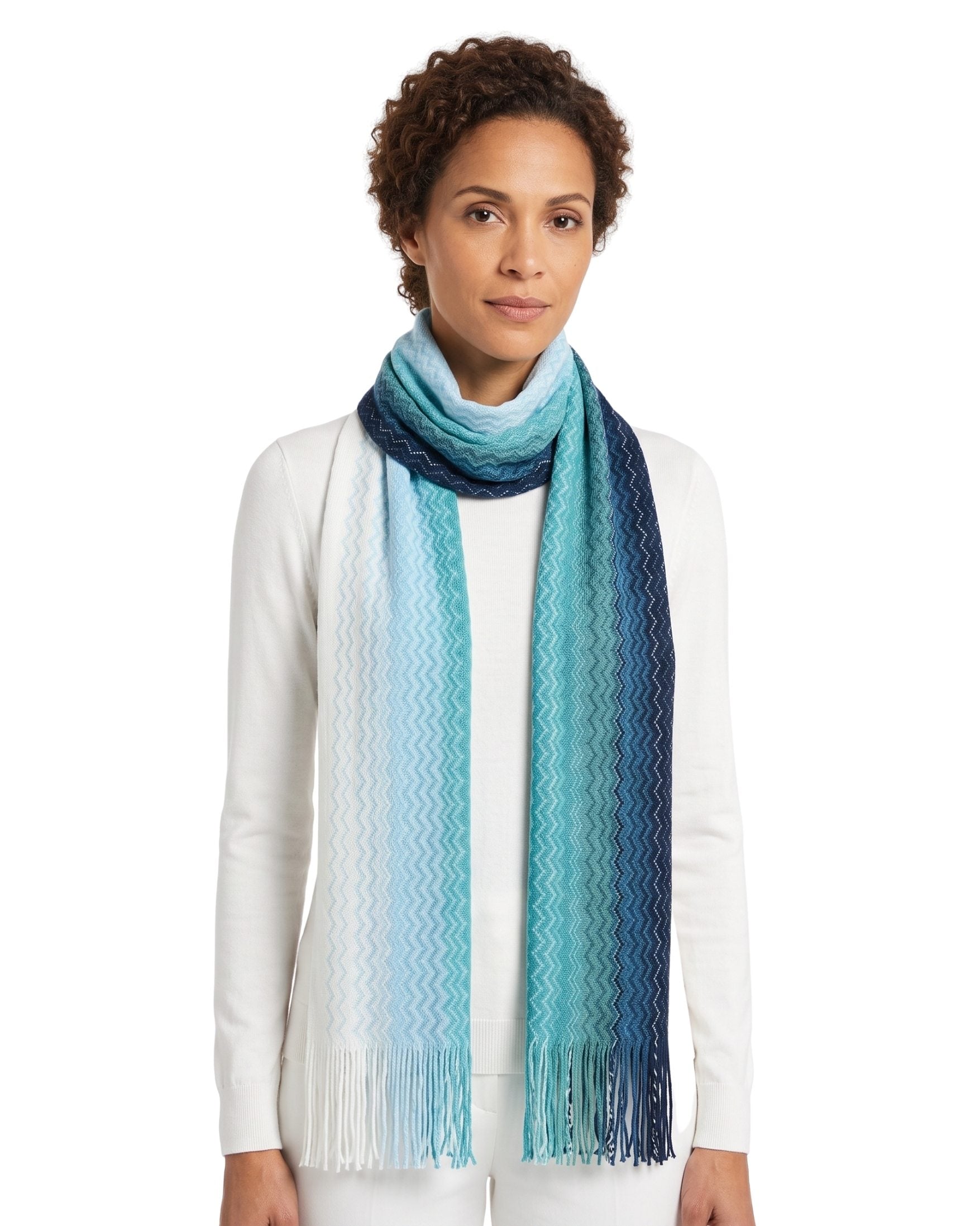 Missoni Missoni Blue Ombre Classic Zigzag Cotton Scarf