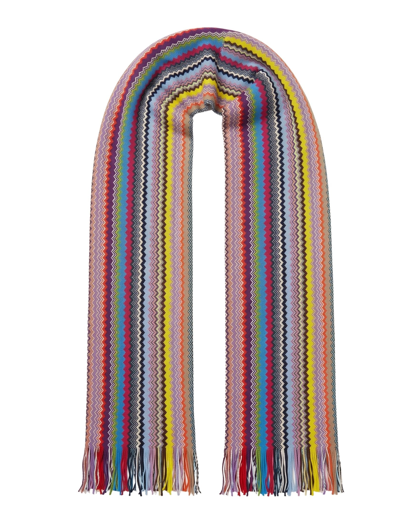 Missoni Missoni Multicolor Classic Zigzag Cotton Blend Scarf