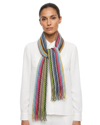 Missoni Missoni Multicolor Classic Zigzag Cotton Blend Scarf