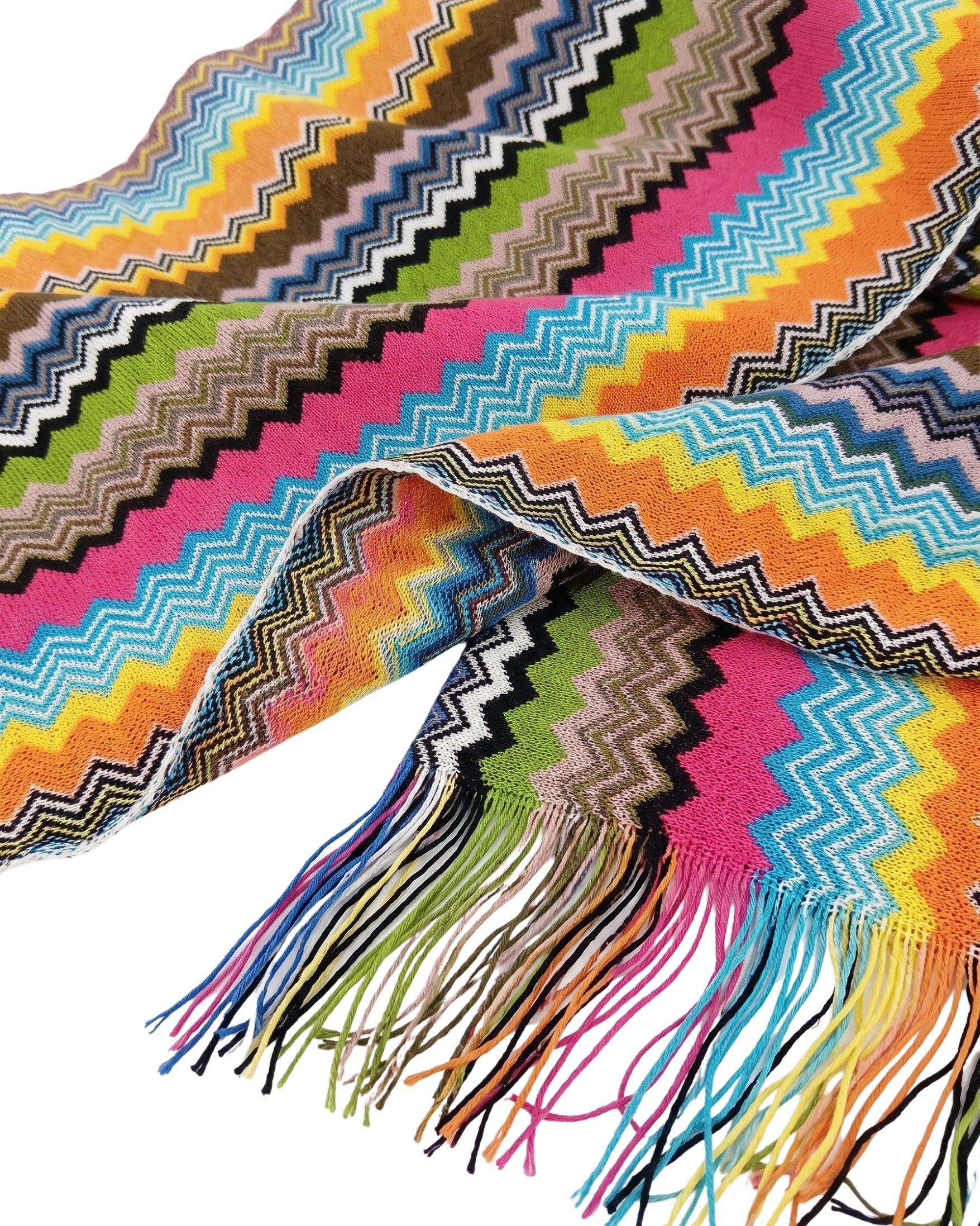 Missoni Missoni Multicolor Classic Zigzag Cotton Blend Scarf