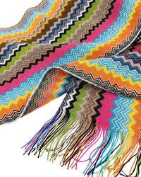 Missoni Missoni Multicolor Classic Zigzag Cotton Blend Scarf