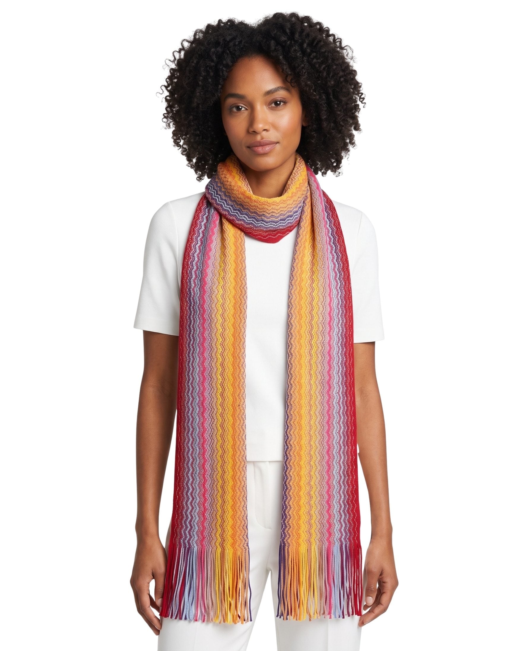 Missoni Missoni Bright Orange Hues Classic Zigzag Cotton Scarf