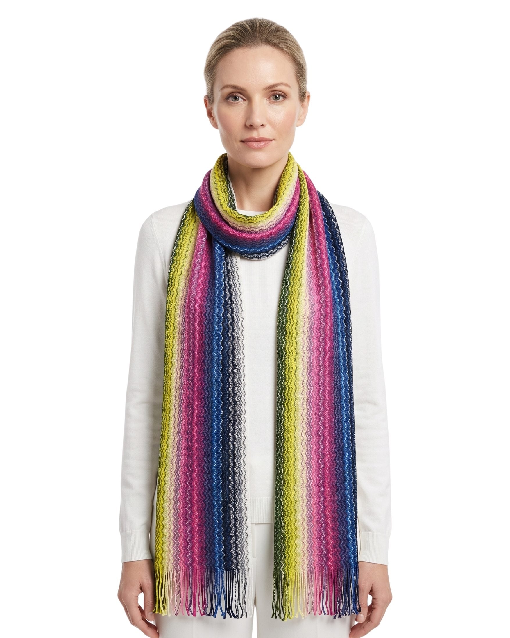 Missoni Missoni Bright Blue Hues Classic Zigzag Cotton Scarf