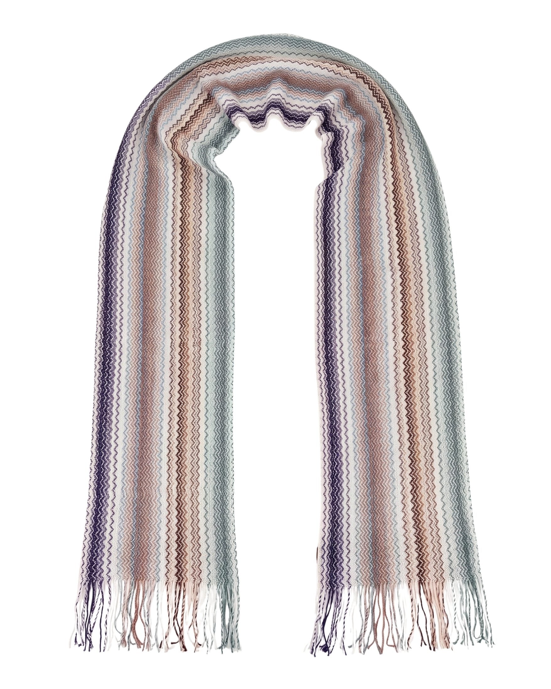 Missoni Missoni Metallic Multicolor Classic Zigzag Viscose Blend Scarf