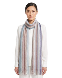 Missoni Missoni Metallic Multicolor Classic Zigzag Viscose Blend Scarf