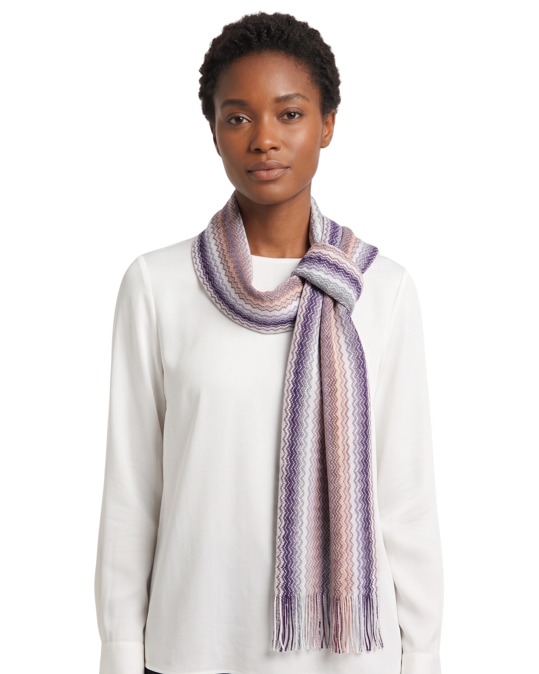 Missoni Missoni Metallic Multicolor Classic Zigzag Viscose Blend Scarf