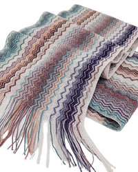 Missoni Missoni Metallic Multicolor Classic Zigzag Viscose Blend Scarf