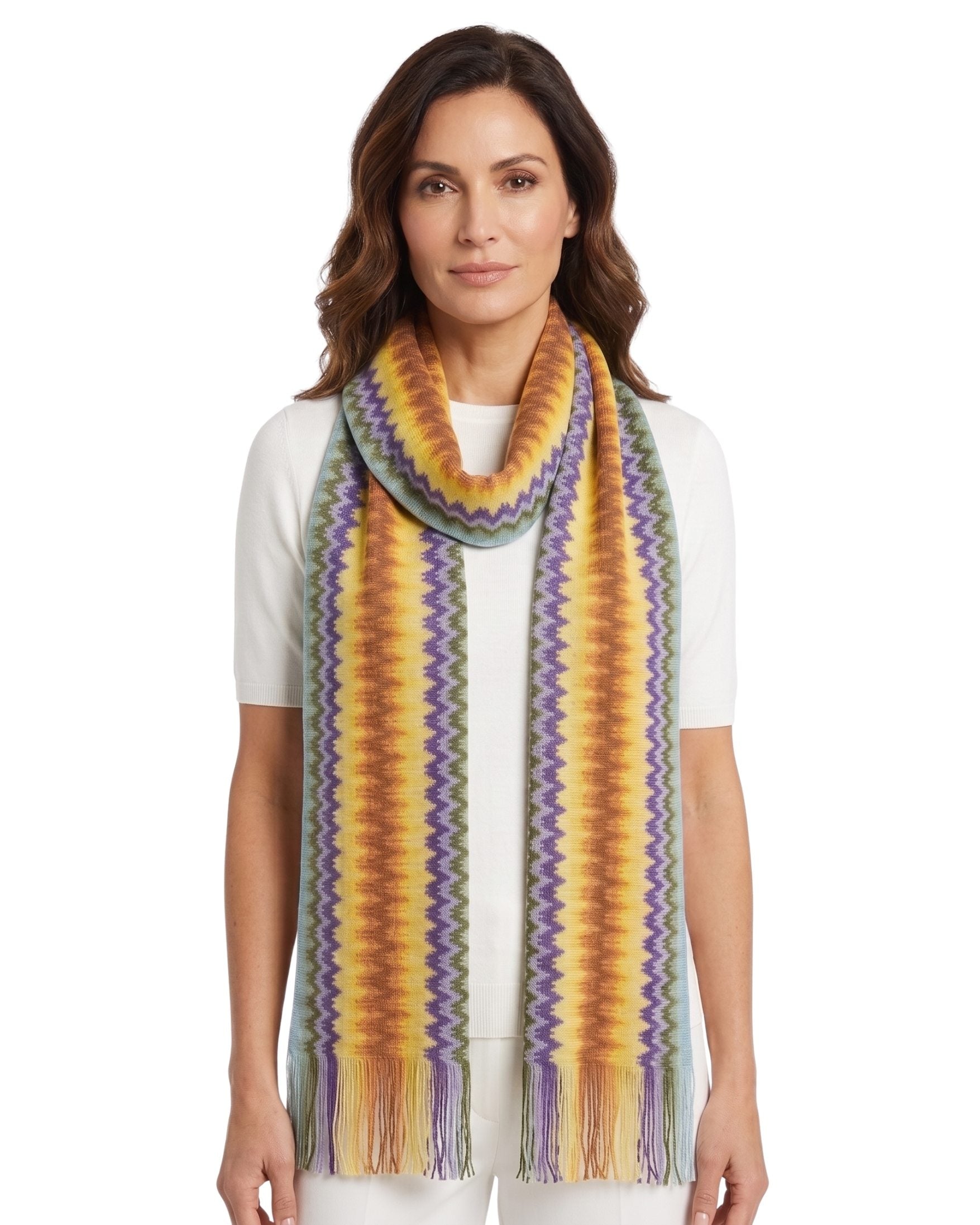 Missoni Missoni Metallic Blue Classic Zigzag Viscose Blend Scarf