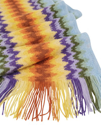 Missoni Missoni Metallic Blue Classic Zigzag Viscose Blend Scarf
