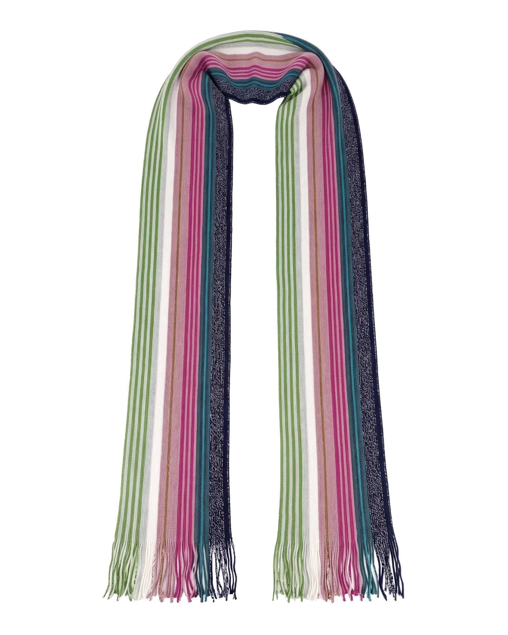 Missoni Missoni Metallic Multicolor Classic Stripe Viscose Blend Scarf