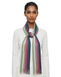 Missoni Missoni Metallic Multicolor Classic Stripe Viscose Blend Scarf