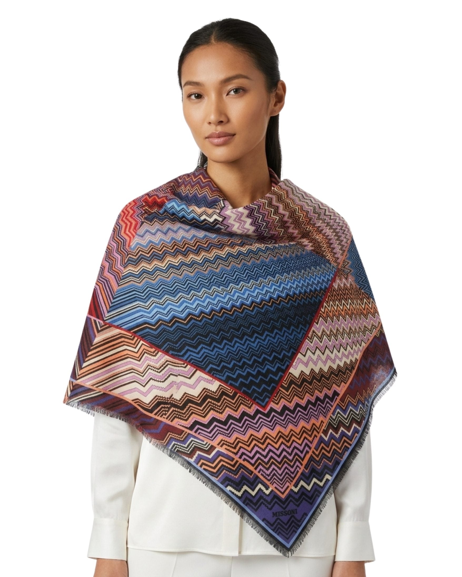 Missoni Missoni Multicolor Classic Oversized Square Wool Blend Scarf
