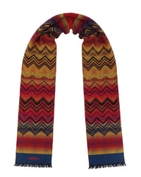 Missoni Missoni Navy Blue Red Classic Colorblock Wool Scarf