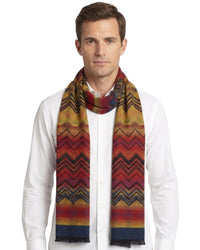 Missoni Missoni Navy Blue Red Classic Colorblock Wool Scarf