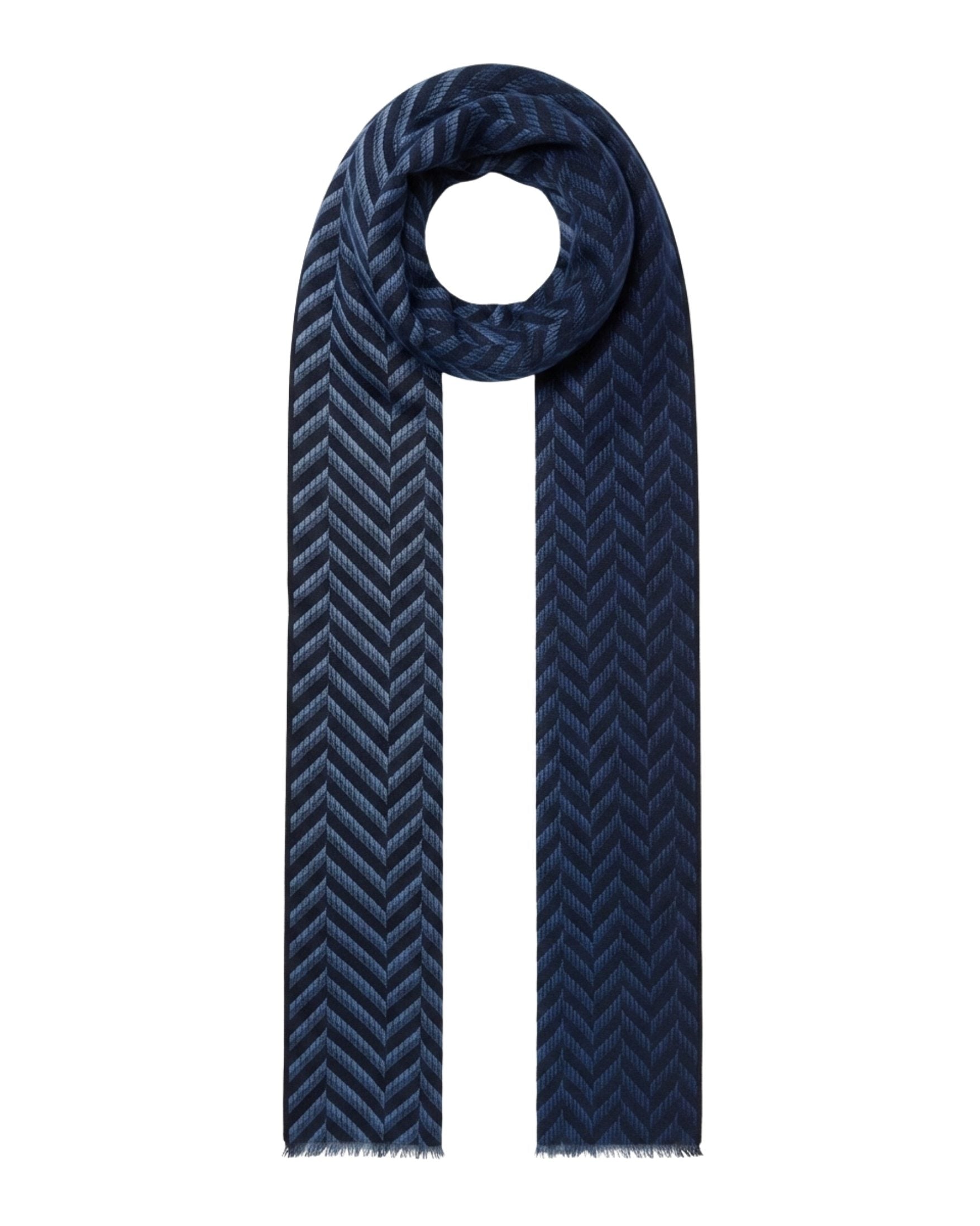 Missoni Missoni Navy Blue Classic Wool Blend Chevron Scarf