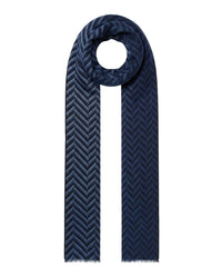 Missoni Missoni Navy Blue Classic Wool Blend Chevron Scarf