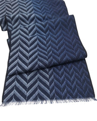 Missoni Missoni Navy Blue Classic Wool Blend Chevron Scarf