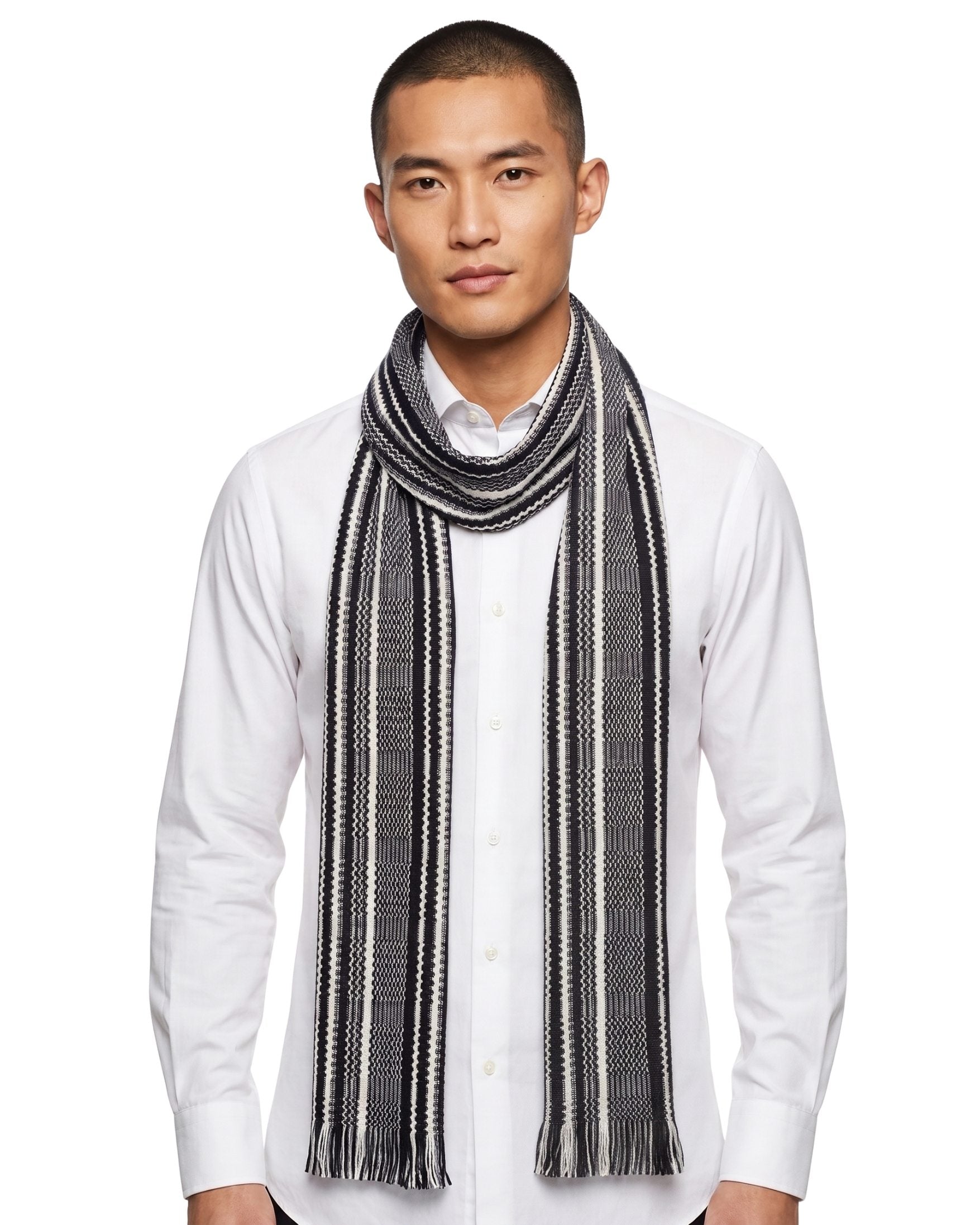 Missoni Missoni Black White Classic Chevron Cotton Scarf