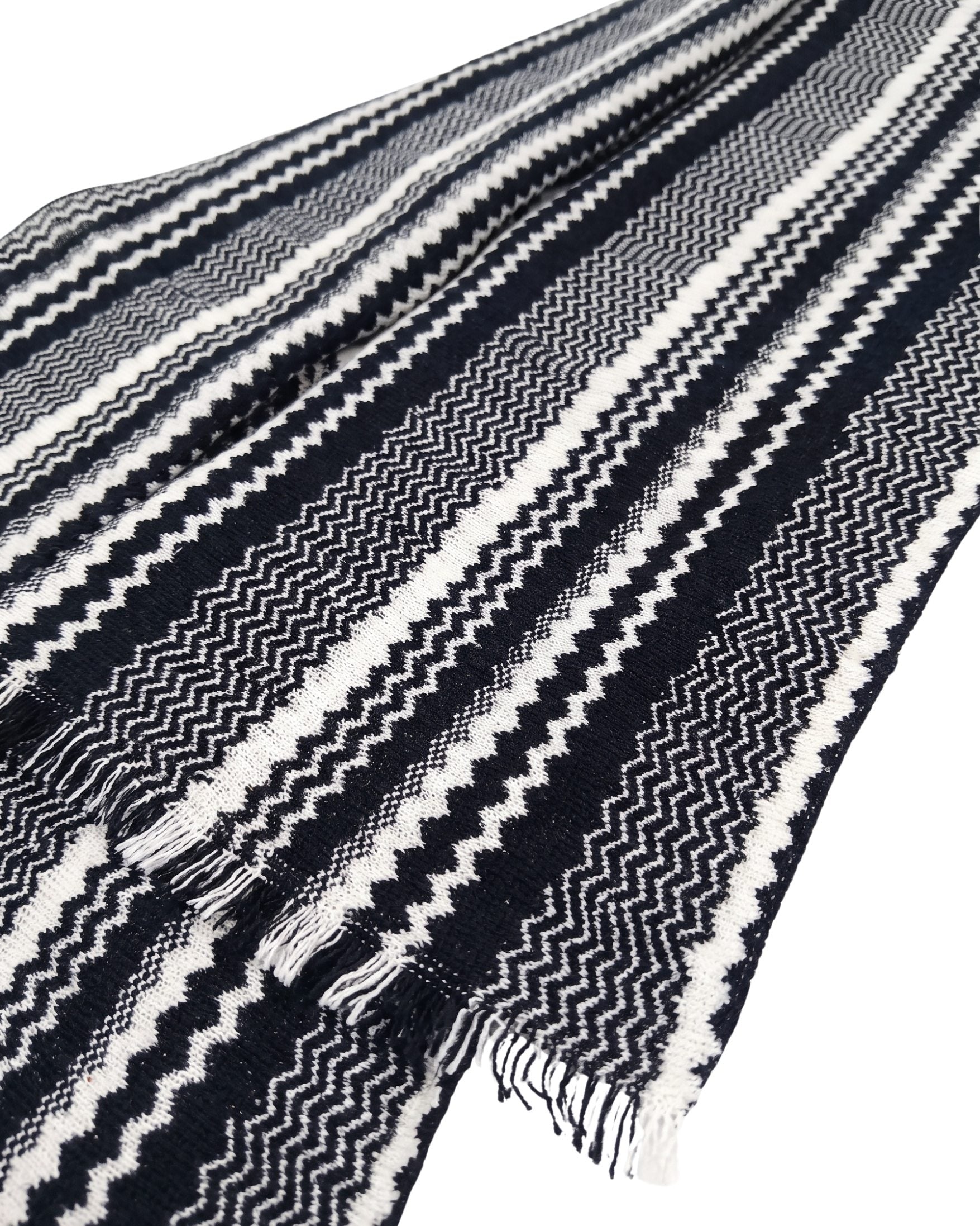 Missoni Missoni Black White Classic Chevron Cotton Scarf