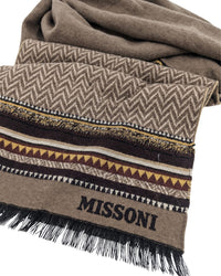 Missoni Missoni Brown Classic Pattern Wool Scarf