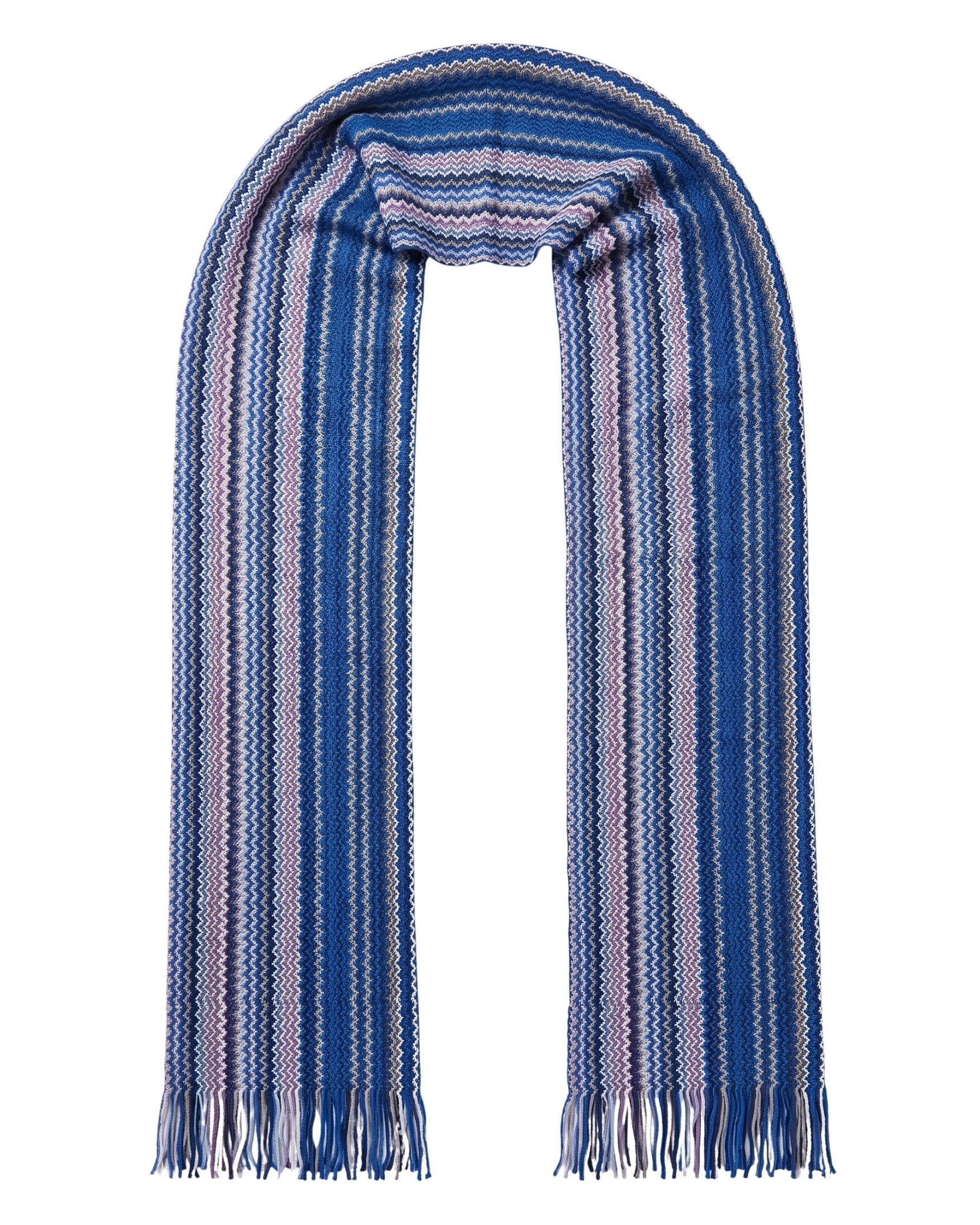 Missoni Missoni Bright Blue Classic Chevron Wool Blend Scarf