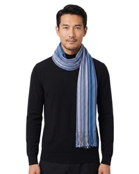 Missoni Missoni Bright Blue Classic Chevron Wool Blend Scarf
