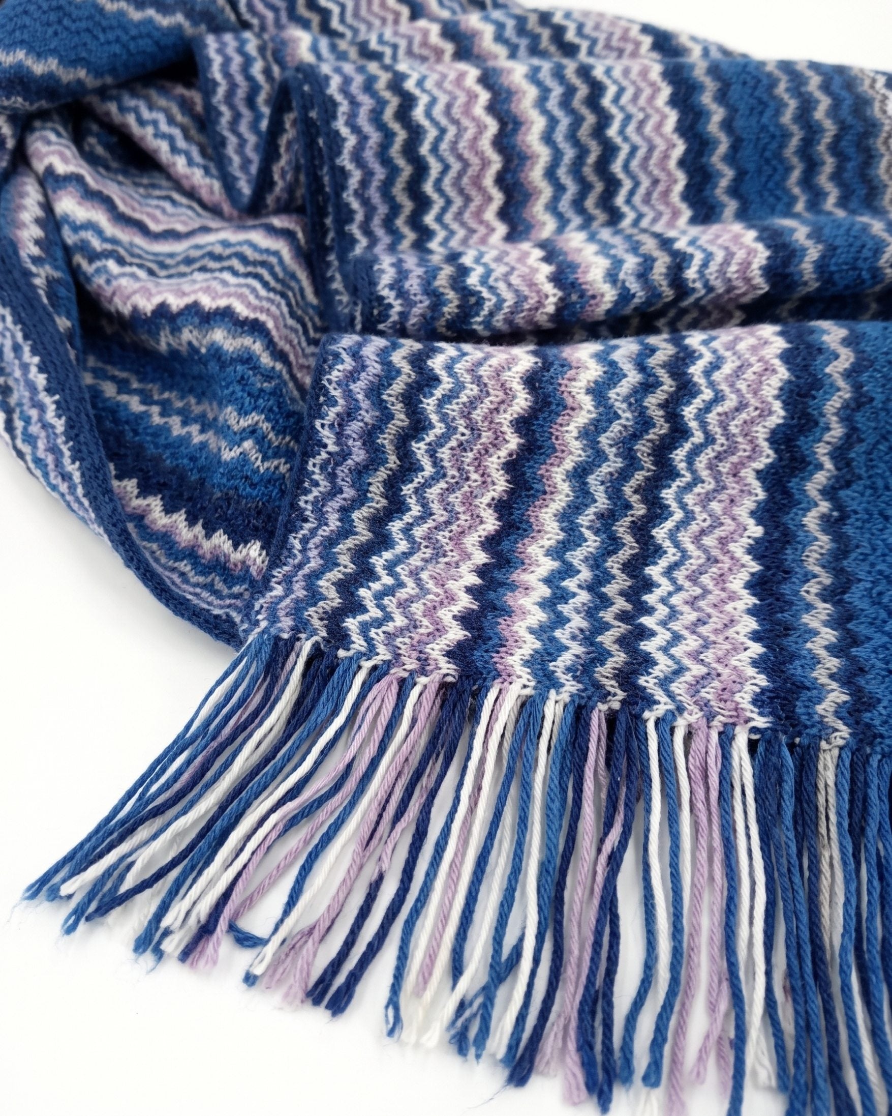 Missoni Missoni Bright Blue Classic Chevron Wool Blend Scarf