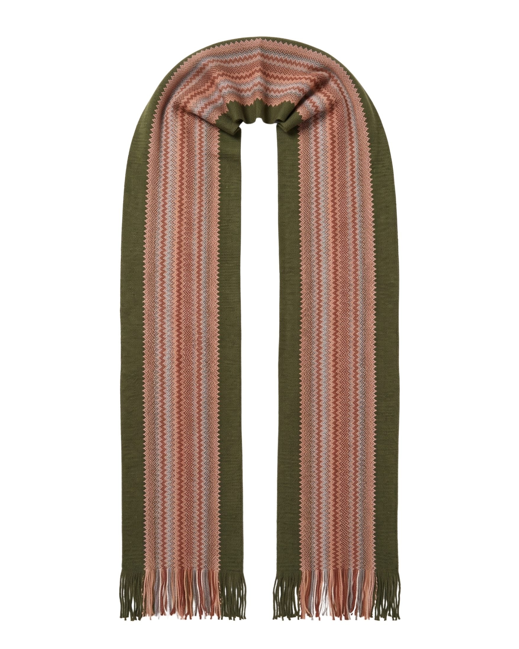 Missoni Missoni Olive Green Classic Chevron Wool Blend Scarf