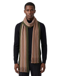 Missoni Missoni Olive Green Classic Chevron Wool Blend Scarf