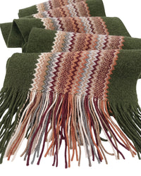 Missoni Missoni Olive Green Classic Chevron Wool Blend Scarf